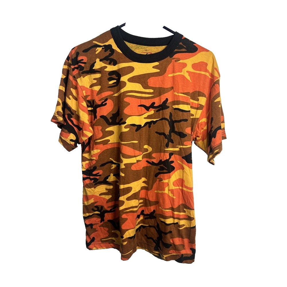 rothco boys orange red camo short sleeve shirt size large